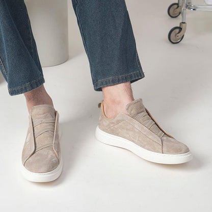 OLANE Slip - On Triple Stitch Suede Sneakers Beige37Men's Shoes