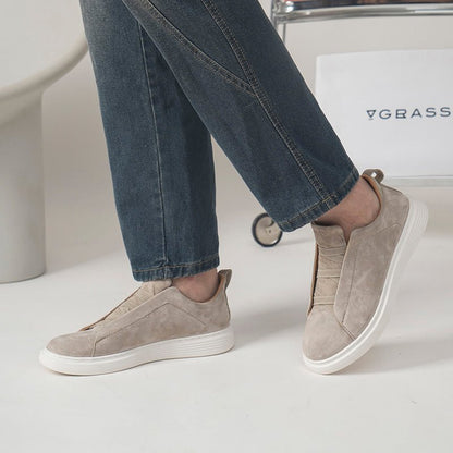 OLANE Slip - On Triple Stitch Suede Sneakers Beige44Men's Shoes