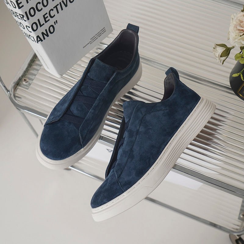 OLANE Slip - On Triple Stitch Suede Sneakers Blue40Men's Shoes