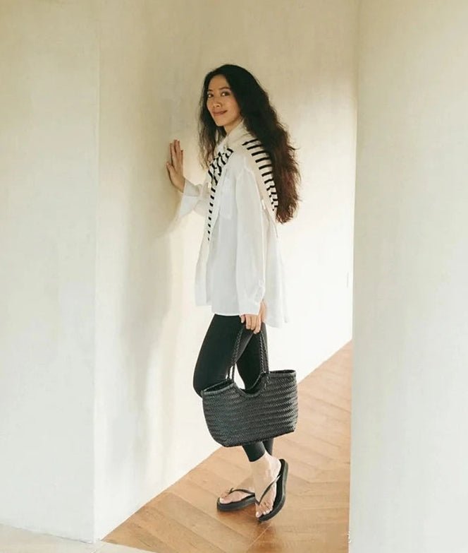 OLANE Spacious Woven Leather Tote Bag AuburnSWomen's Bags