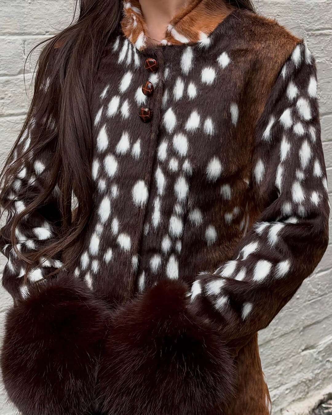 Stehkragen Faux-Fell Bambi Jacke