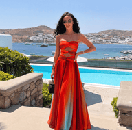 Trägerloses Maxi-Kleid mit vorderem Knoten