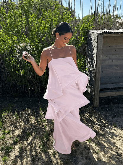 OLANE Strapless Layered Ruffle Maxi Dress PinkSWomen's Dresses