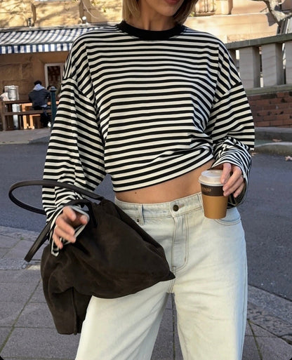OLANE Striped Oversized Knit Sweater BlackXSWomen's Sweaters & Cardigans