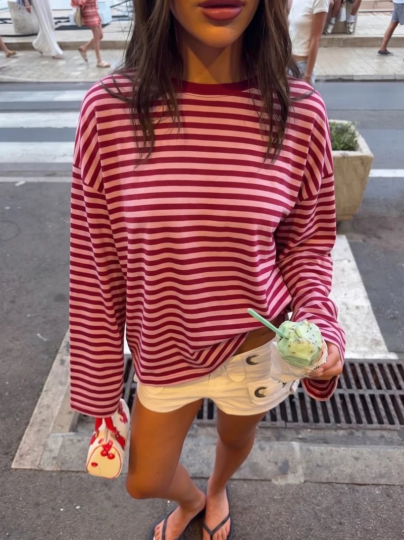 Gestreifter Oversize Strickpullover