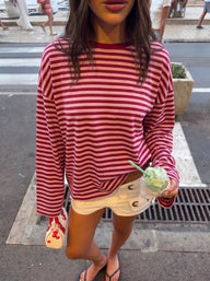Gestreifter Oversize Strickpullover