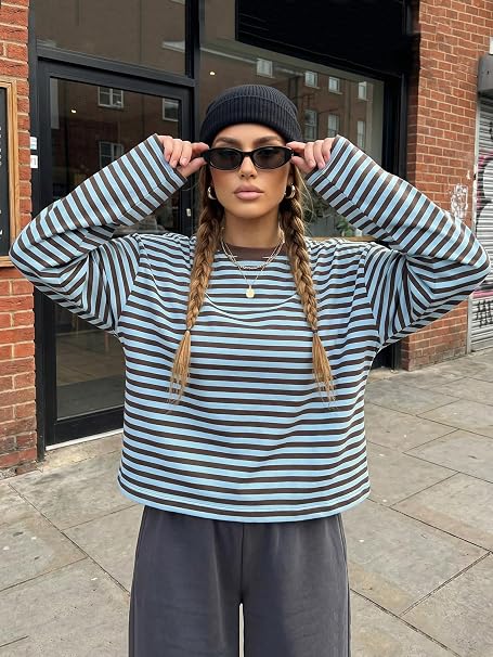 Gestreifter Oversize Strickpullover