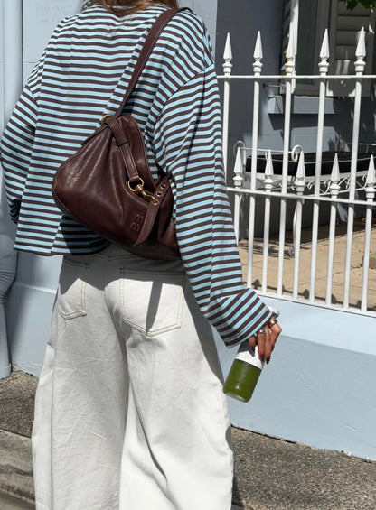 OLANE Striped Oversized Knit Sweater TurquoiseXSWomen's Sweaters & Cardigans