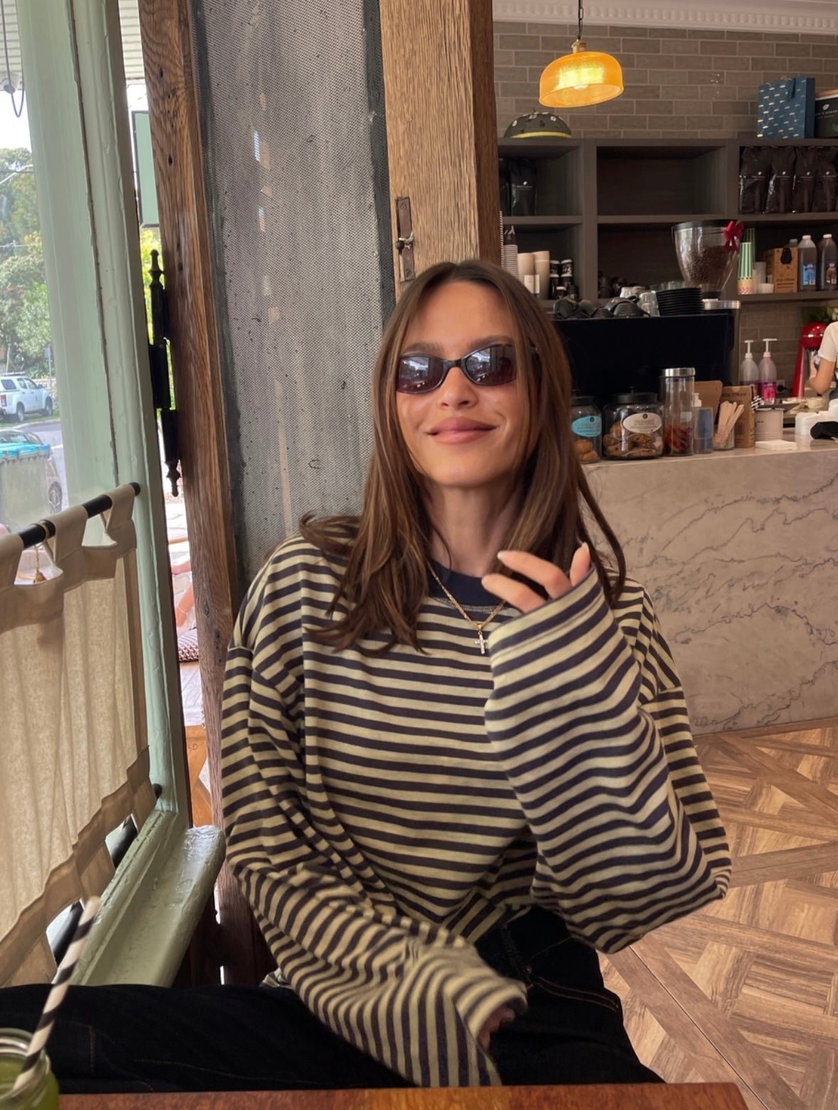 Gestreifter Oversize Strickpullover