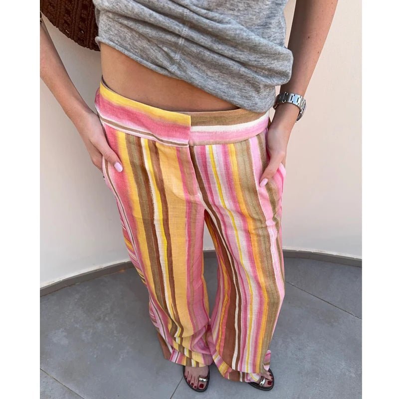 Gestreifte Palazzo-Hose mit weitem Bein