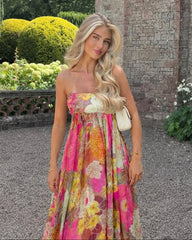 Sabrina – Trägerloses Maxikleid mit Blumenmuster