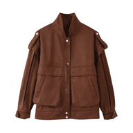Strukturierte Jacke mit breiten Schultern. Wildlederoptik