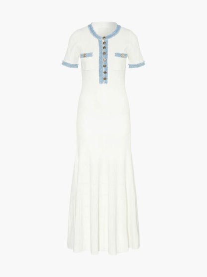 OLANE Stunning White Knitted Maxi Dress SWomen’s Dresses