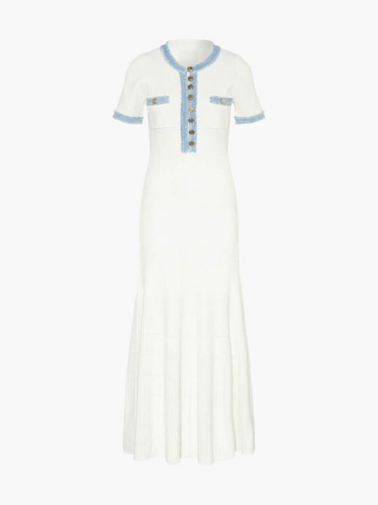 OLANE Stunning White Knitted Maxi Dress SWomen’s Dresses