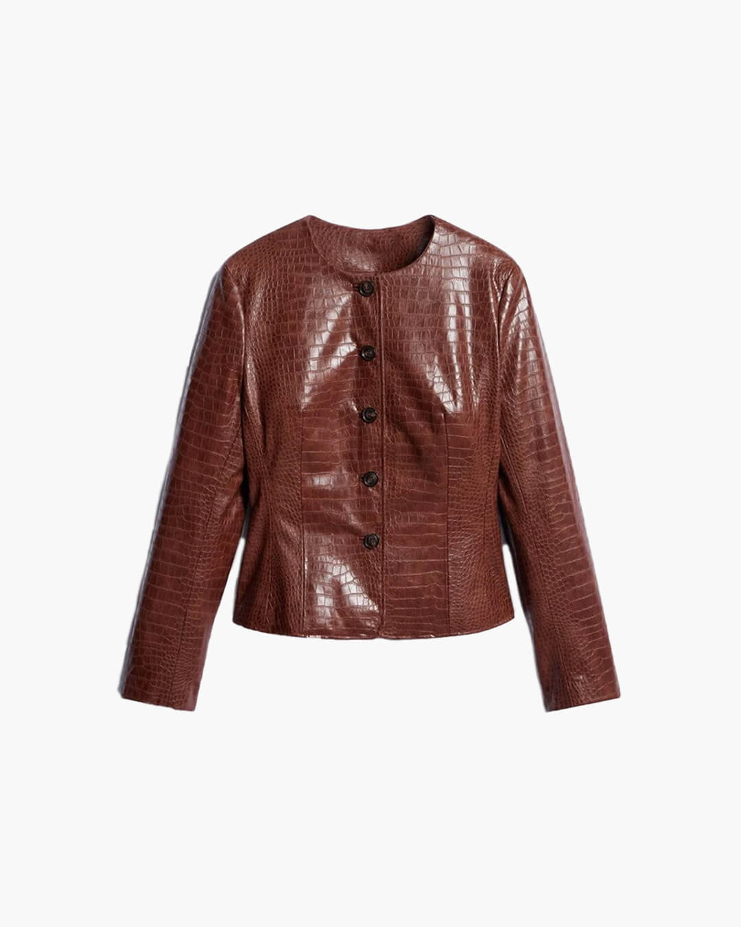 Stilvolle Kunstlederjacke mit Krokoprägung