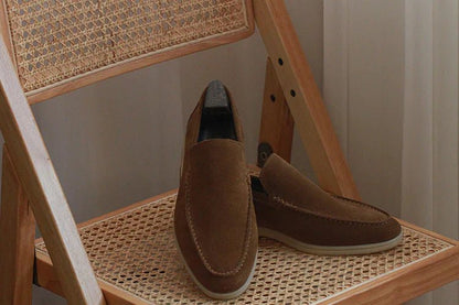 OLANE Stylish Modern Slip - On Suede Loafers Brown40Men's Shoes