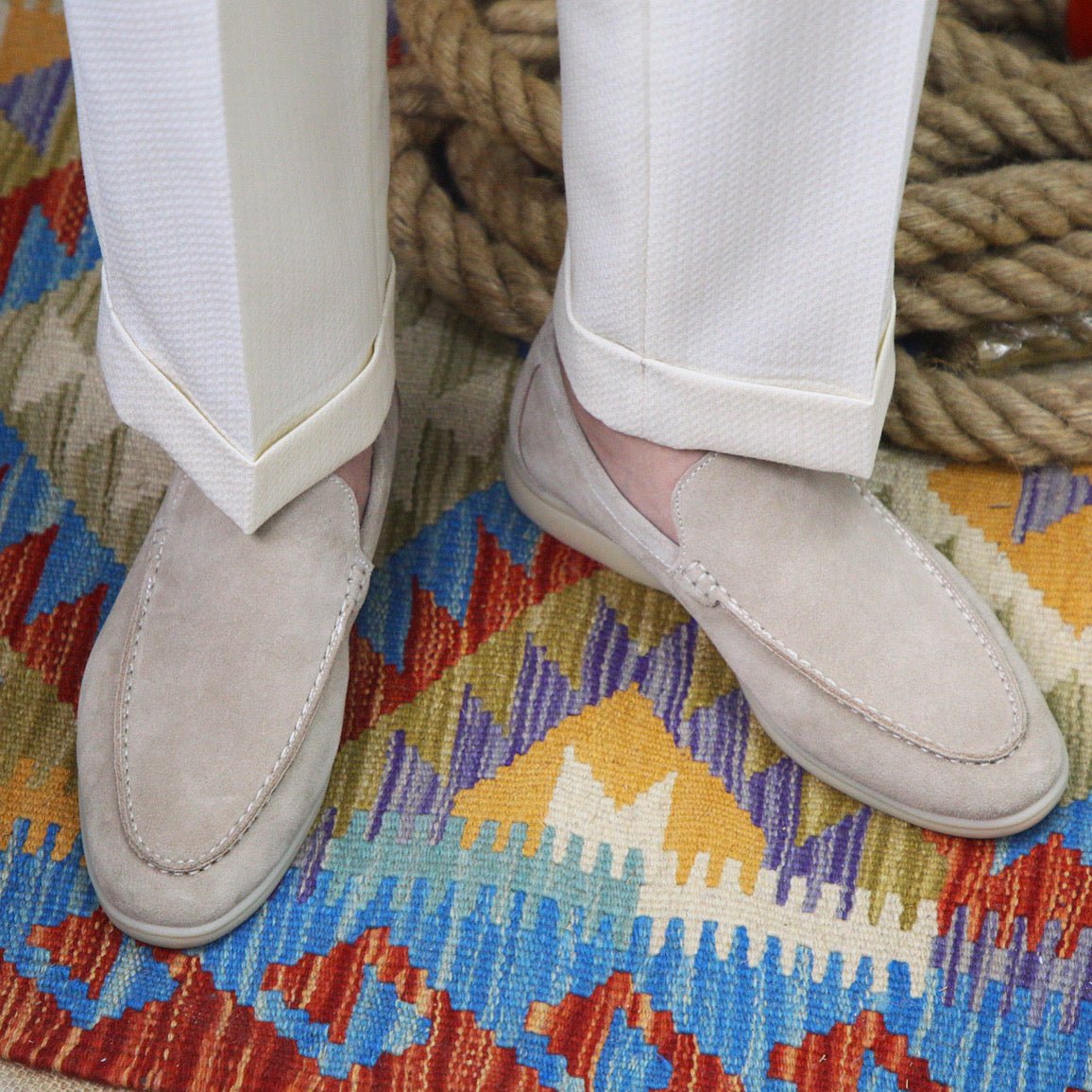 OLANE Stylish Modern Slip - On Suede Loafers Grey39Men's Shoes