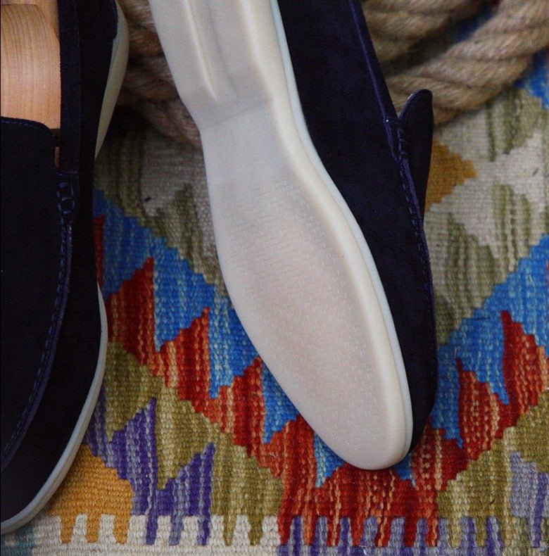 OLANE Stylish Modern Slip - On Suede Loafers Navy Blue40Men's Shoes