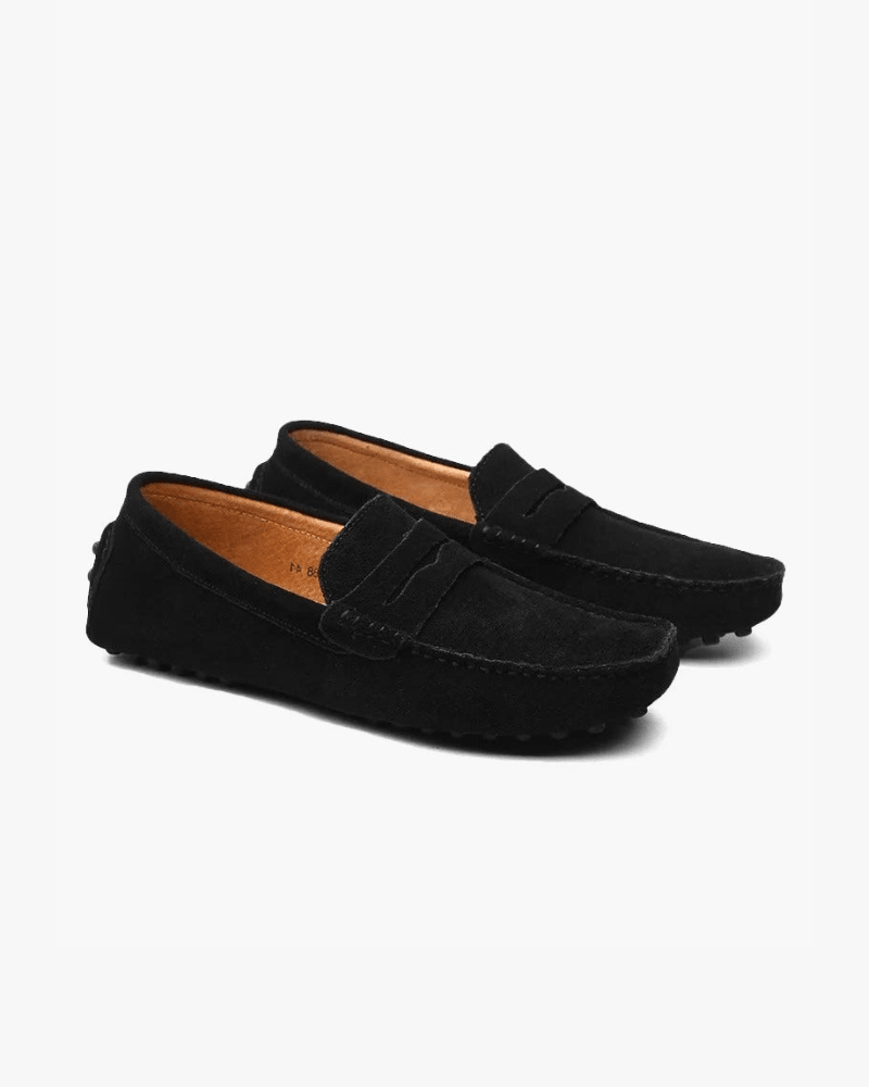 OLANE Stylish Slip - On Suede Penny Loafers Black38Men's Shoes