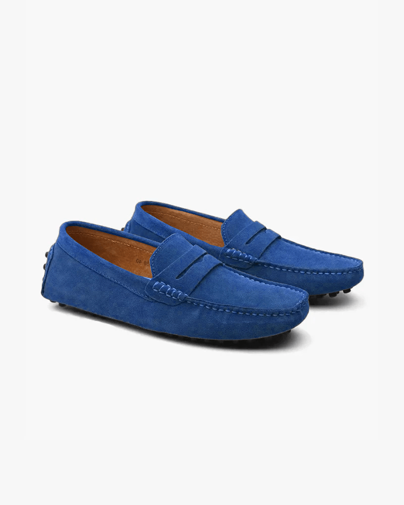 OLANE Stylish Slip - On Suede Penny Loafers Blue38Men's Shoes