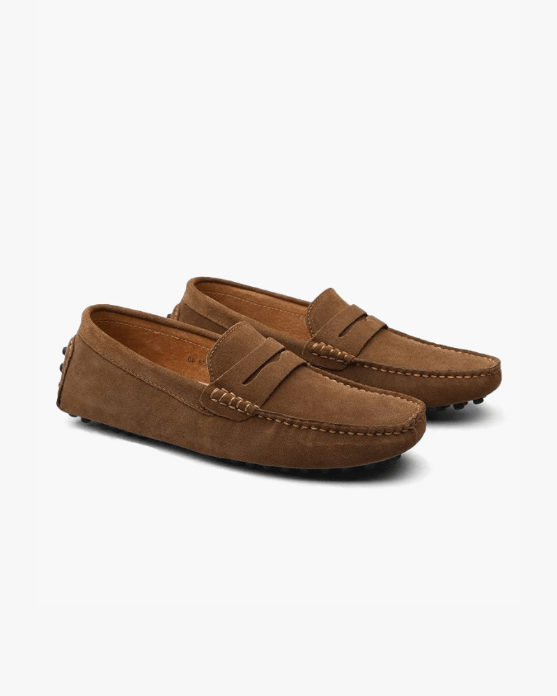 OLANE Stylish Slip - On Suede Penny Loafers Brown40Men's Shoes