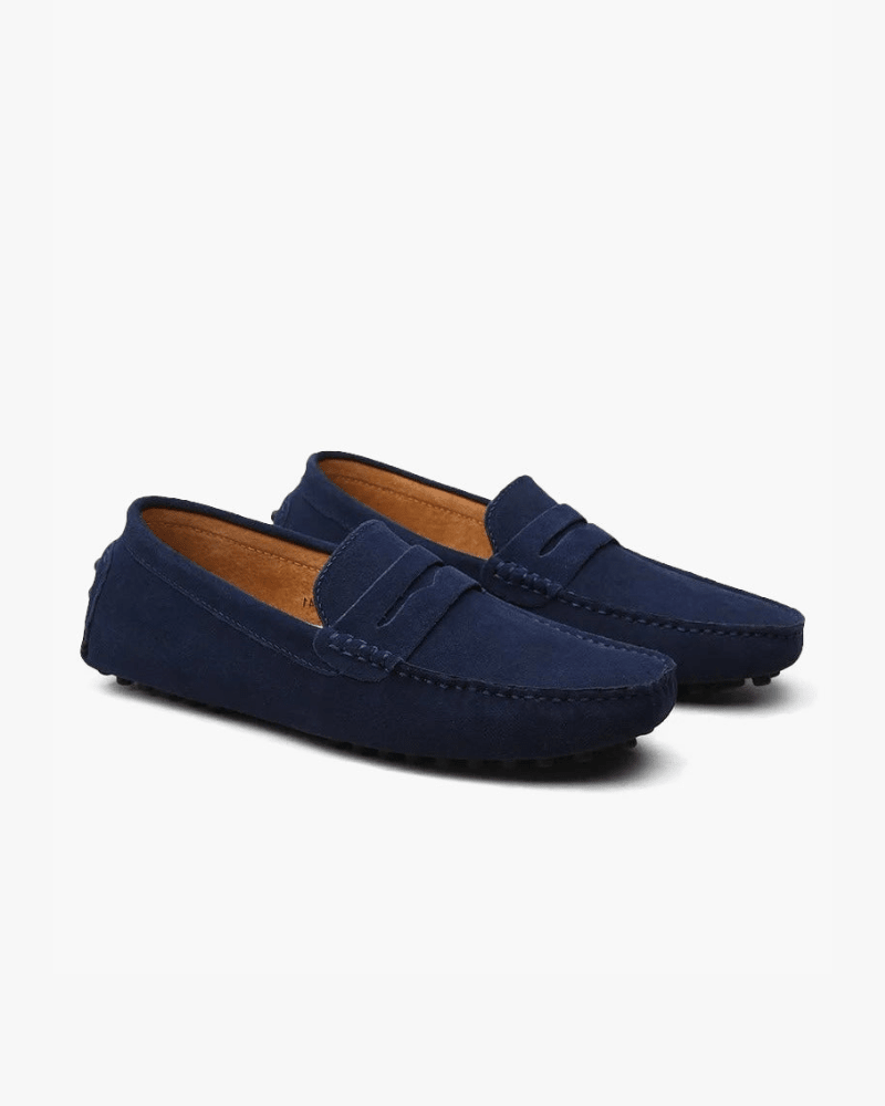 OLANE Stylish Slip - On Suede Penny Loafers Dark Blue39Men's Shoes