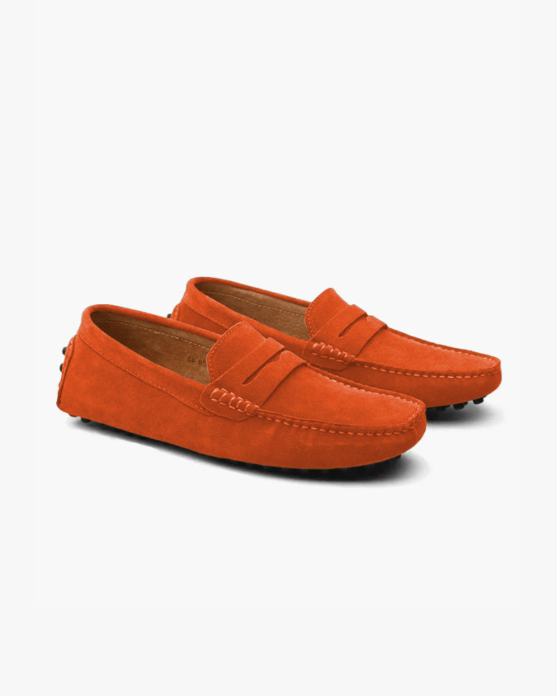 OLANE Stylish Slip - On Suede Penny Loafers Orange38Men's Shoes