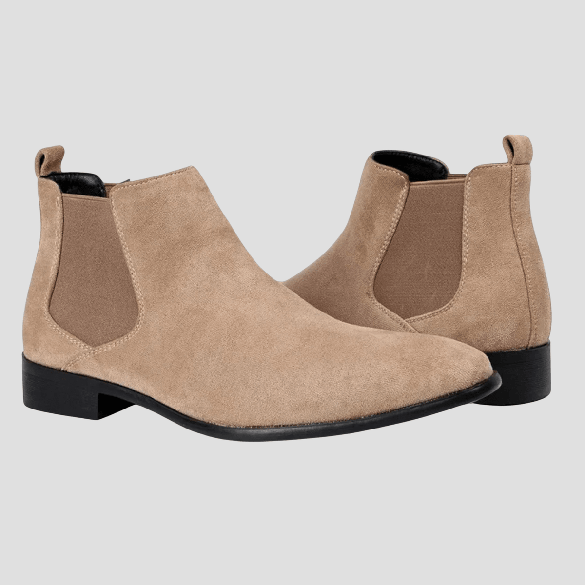 OLANE Suede Pointed Toe Chelsea Boots Beige43Men's Shoes