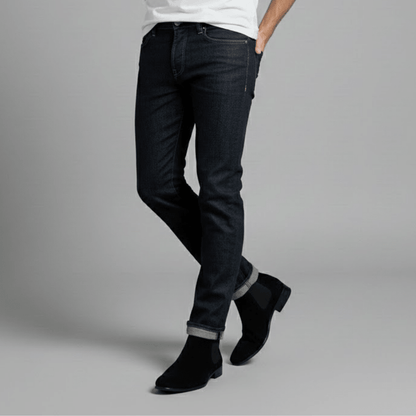 OLANE Suede Pointed Toe Chelsea Boots Black40Men's Shoes