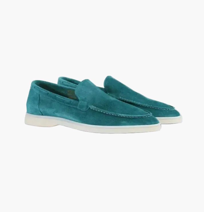 OLANE Suede Slip - On Yacht Loafers Teal36Men's Shoes