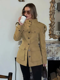 Taillierte Utility-Jacke mit Stehkragen
