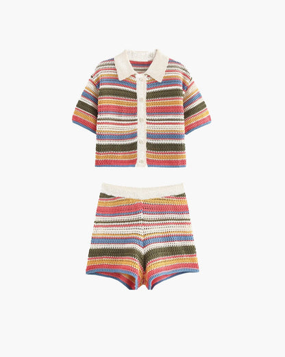 OLANE Teresa Striped Crochet Co-ord Set TwilightMWomen's Sets