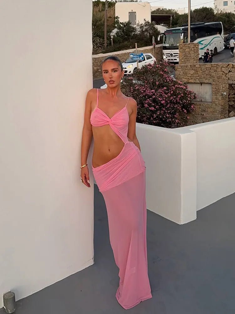 Layla – Maxikleid mit Drehdetail, Cut-outs und hohem Schlitz