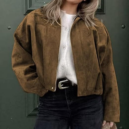 OLANE Vintage Khaki Suede Jacket KhakiSWomen's Coats & Jackets