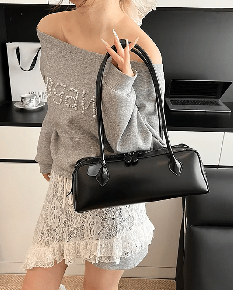 Vintage-Baguette-Tasche aus Kunstleder