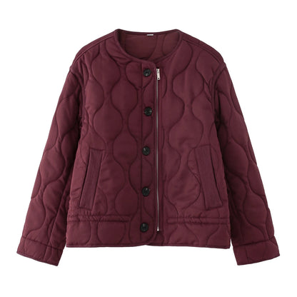 OLANE Vintage Quilted Padded Coat BurgundyXSWomen's Coats & Jackets