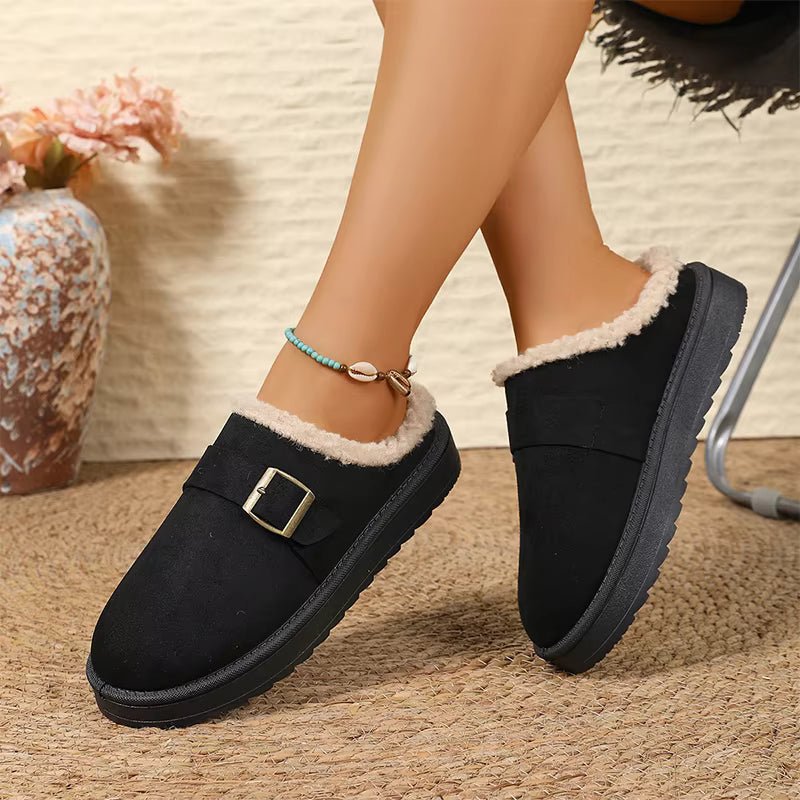 Warme Kunstfellgefütterte Wildleder-Clogs
