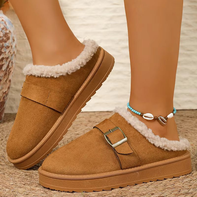 Warme Kunstfellgefütterte Wildleder-Clogs