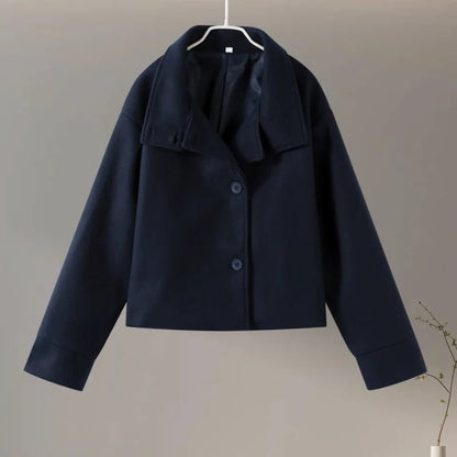 OLANE Winter Cape Collar Coat Navy BlueSWomen's Coats & Jackets