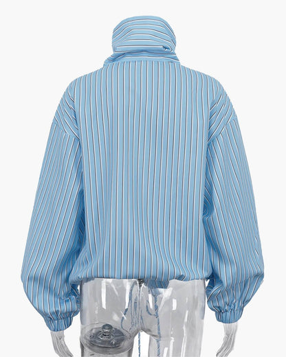 Long Sleeve Stripe High Neck Shirt