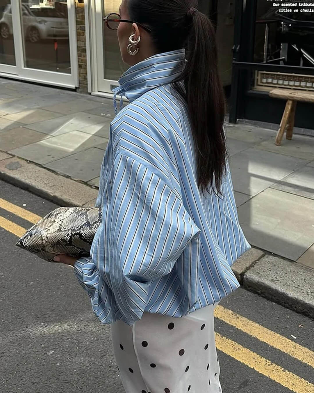 Long Sleeve Stripe High Neck Shirt
