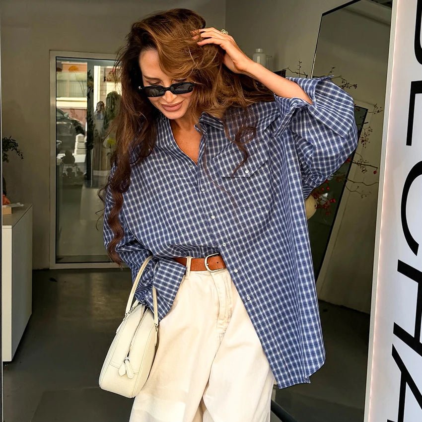Vintage Plaid Long Sleeve Top