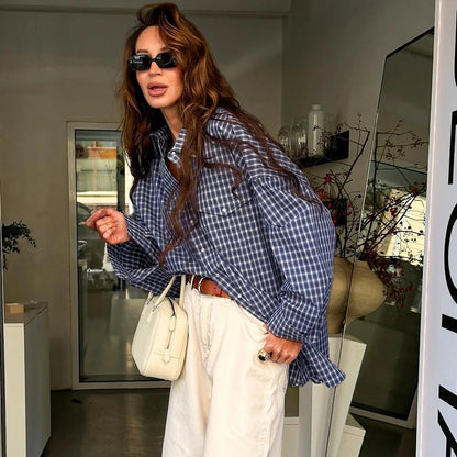 Vintage Plaid Long Sleeve Top