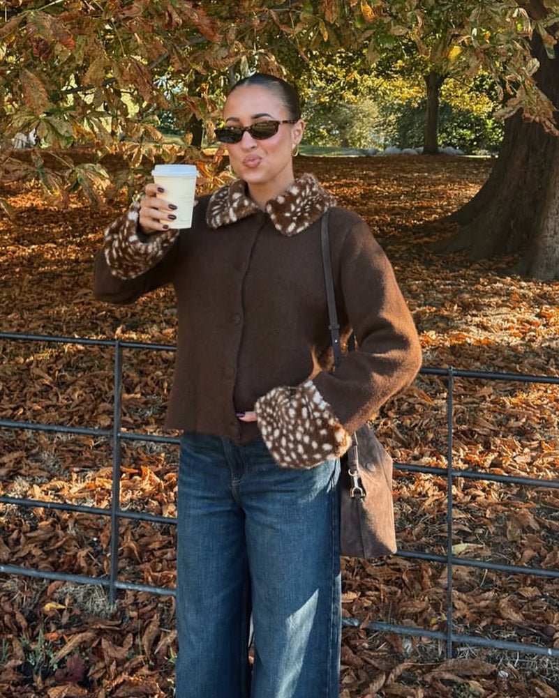 Bambi Faux Fur Trim Knit Cardigan
