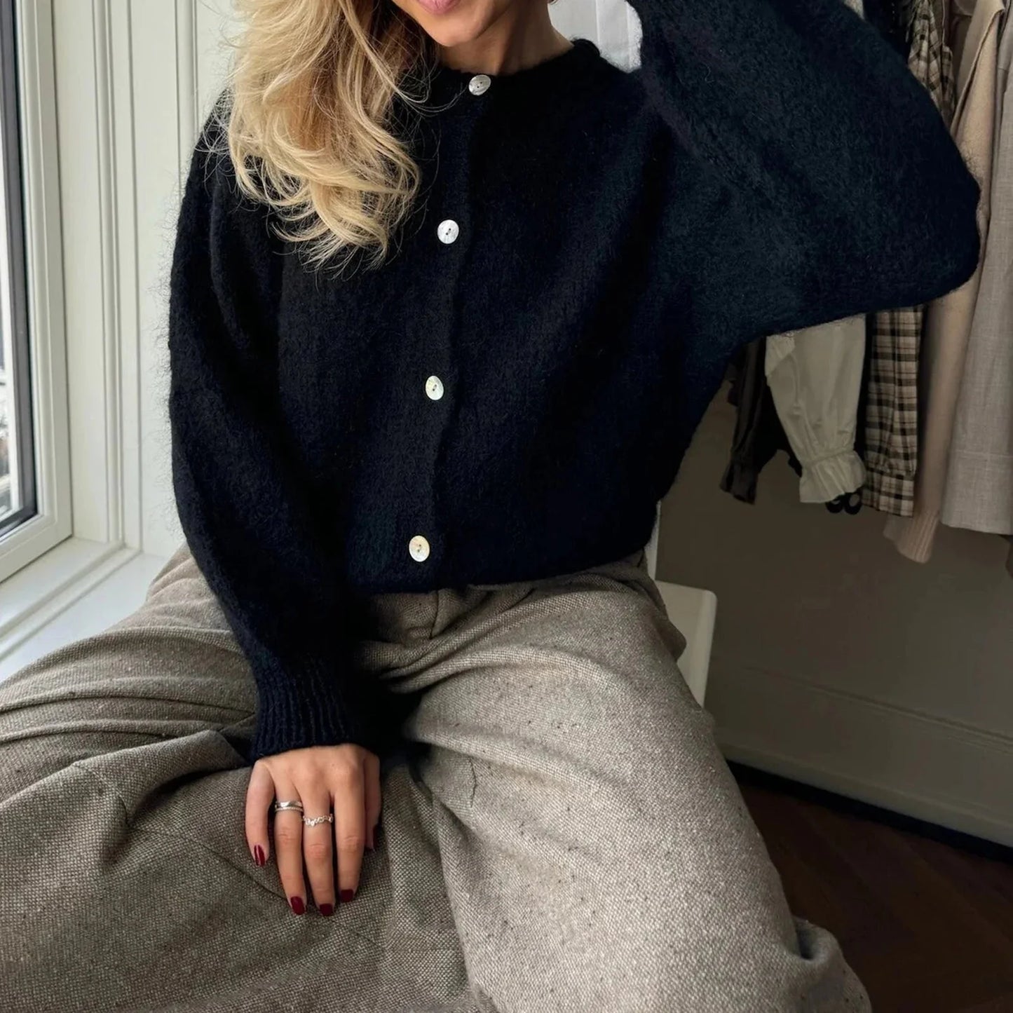 Oversized Fuzzy Knit Cardigan