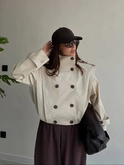 Sandra Faltiger Trenchcoat mit hohem Kragen