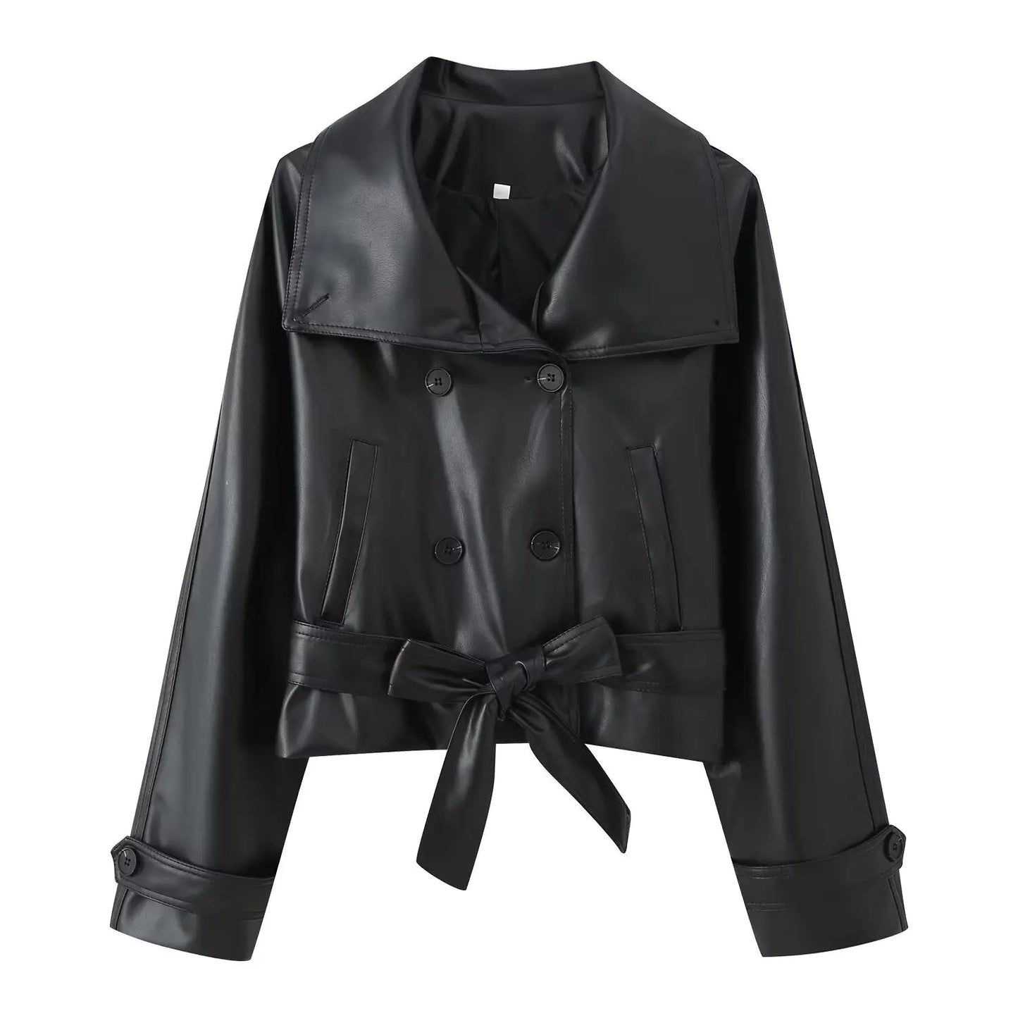 Sandra Faux Leather Lace-Up Trench