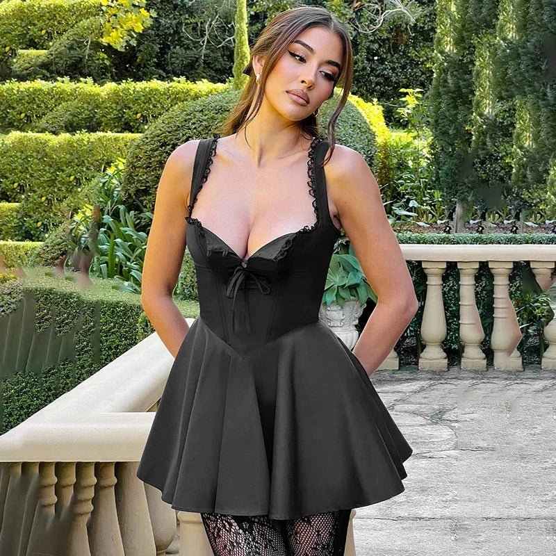Chic Retro-Tiefenausschnitt-Mini-Kleid
