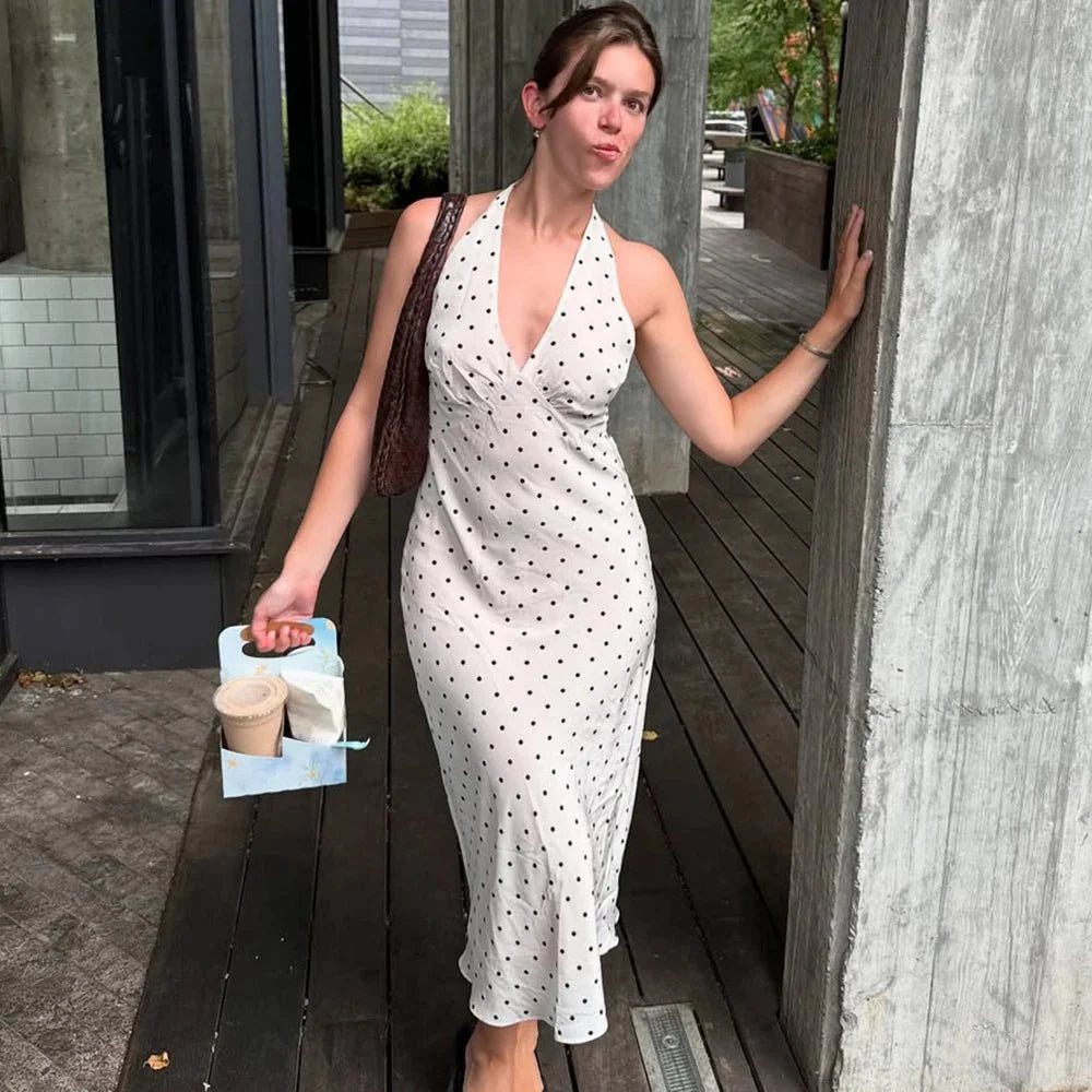 Keira Maxikleid mit Polka-Dots und Neckholder