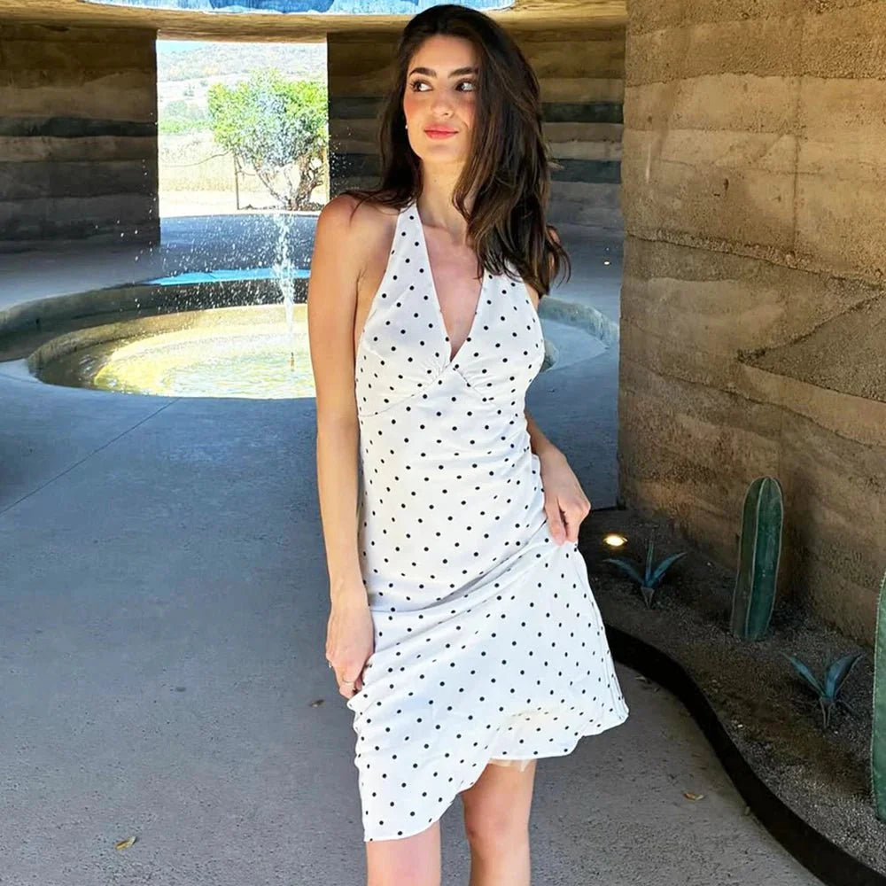 Keira Maxikleid mit Polka-Dots und Neckholder
